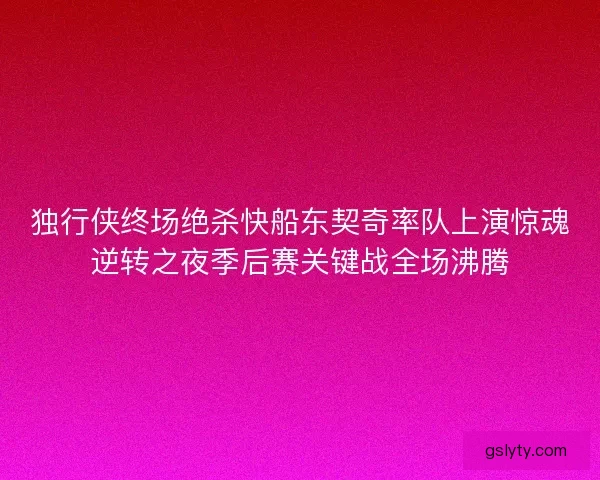 独行侠终场绝杀快船东契奇率队上演惊魂逆转之夜季后赛关键战全场沸腾