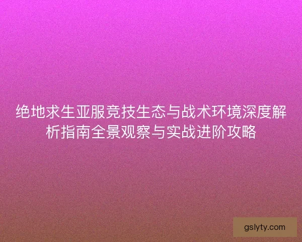 绝地求生亚服竞技生态与战术环境深度解析指南全景观察与实战进阶攻略