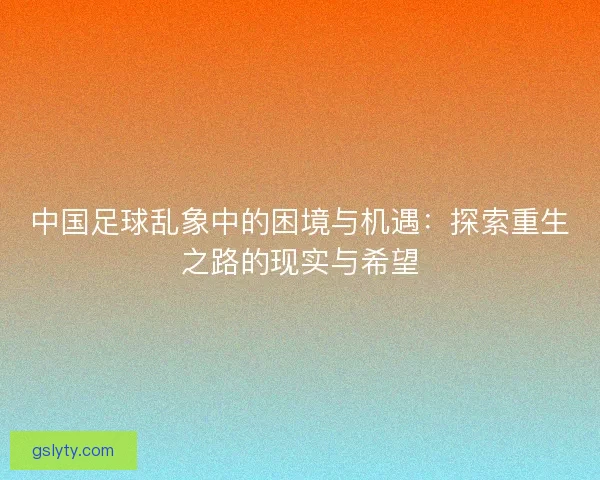 中国足球乱象中的困境与机遇：探索重生之路的现实与希望