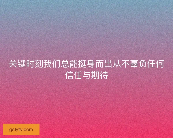 关键时刻我们总能挺身而出从不辜负任何信任与期待